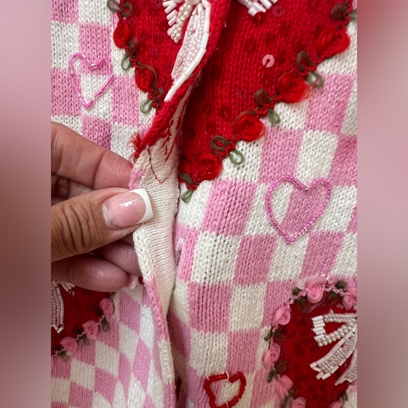 Design Options By Philip & Jane Gordon VTG Valentines Day Cardigan RARE - Picture 9 of 15